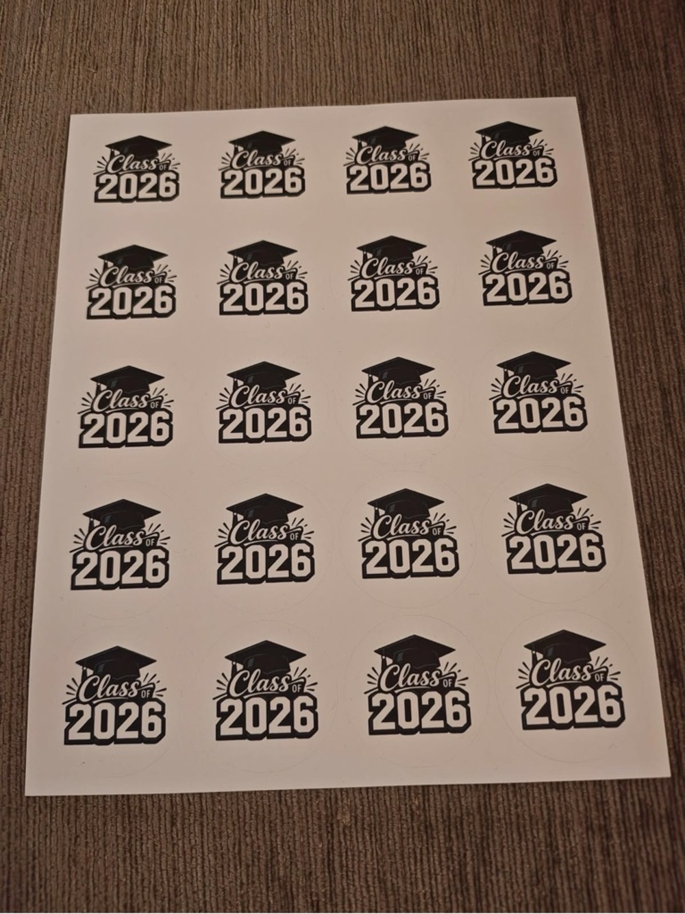 Class of 2026 Graduation Sticker Sheet - Black